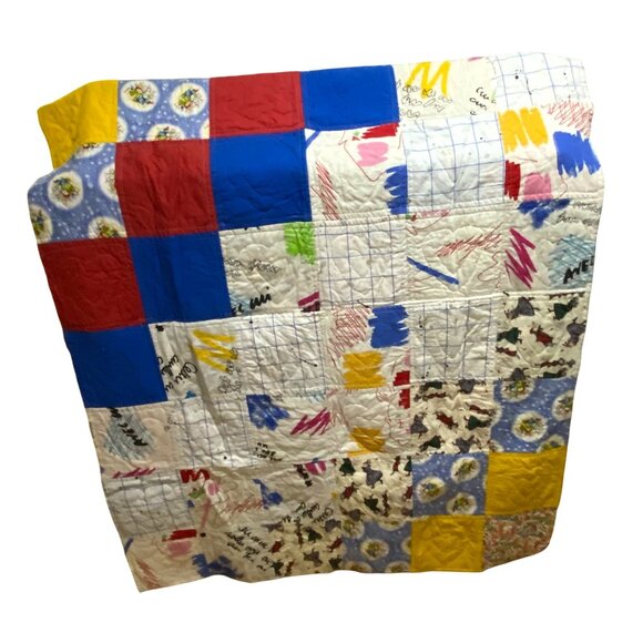 Handmade Kids Patchwork Quilt 57" x 43" Christmas Animals Seasons Whimsy Novelty - Picture 2 of 10